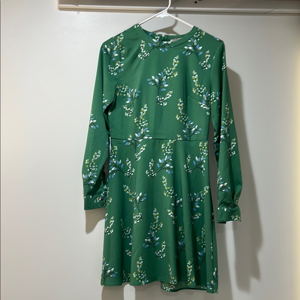 LOFT Green Floral Mini Dress